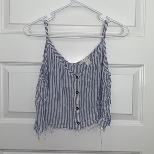 Cropped striped button up tank